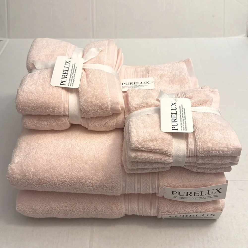 💥8pc PURELUX Luxury Bath Towel Set - Loft By Loftex - Rayon From Bamboo - Pink
